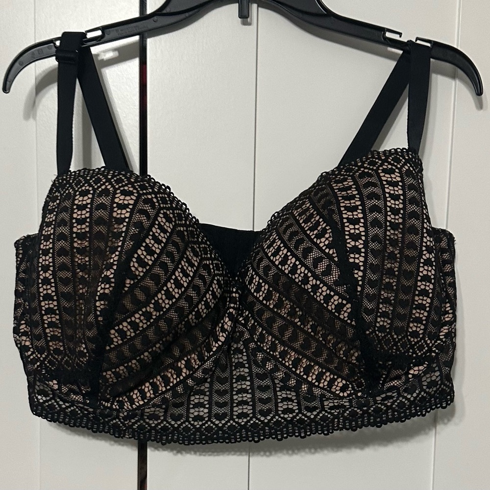 Adore Me Black and Pink Lace Bra